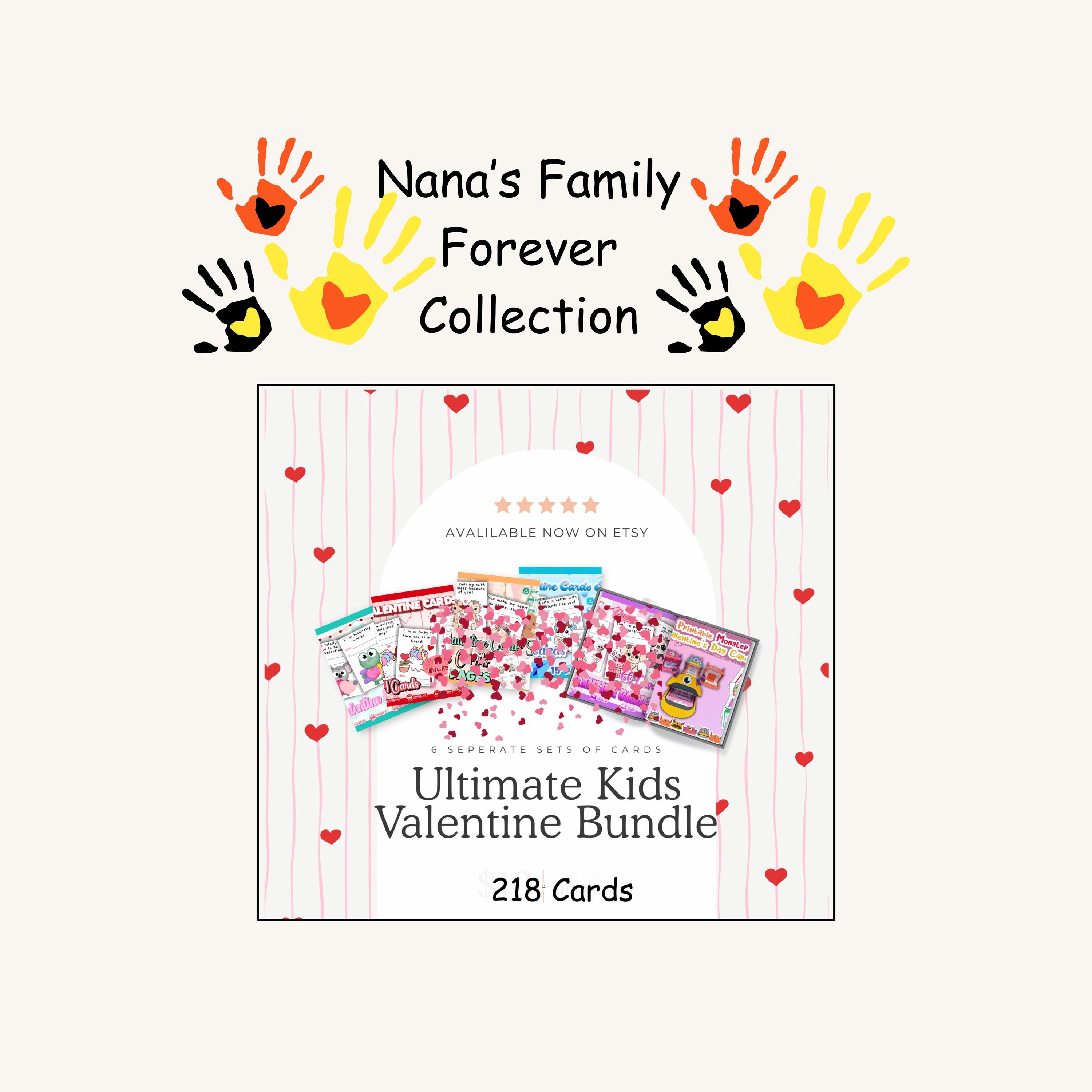 Printable Kids Valentine Cards Bundle, 6 Classroom Valentines, Editable School Valentine Cards for Kids, Digital Download PDF