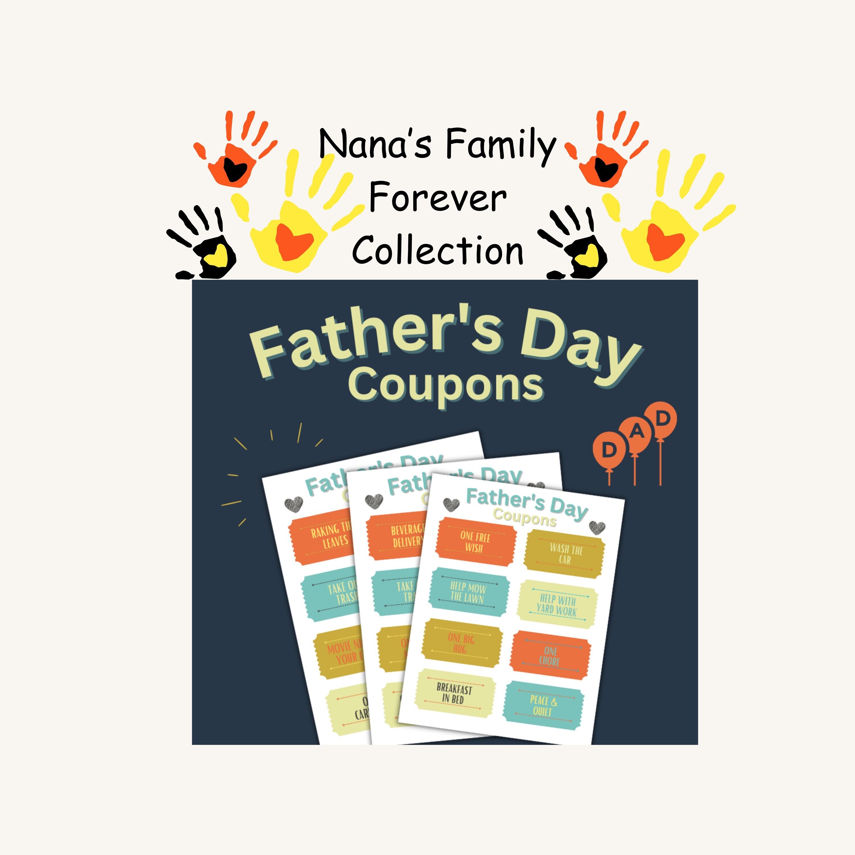 Fathers Day Coupon Book Printable, Foldable Coupons for Dad, Kids & Teens Gift, DIY Last Minute Fathers Day Card, Digital Download