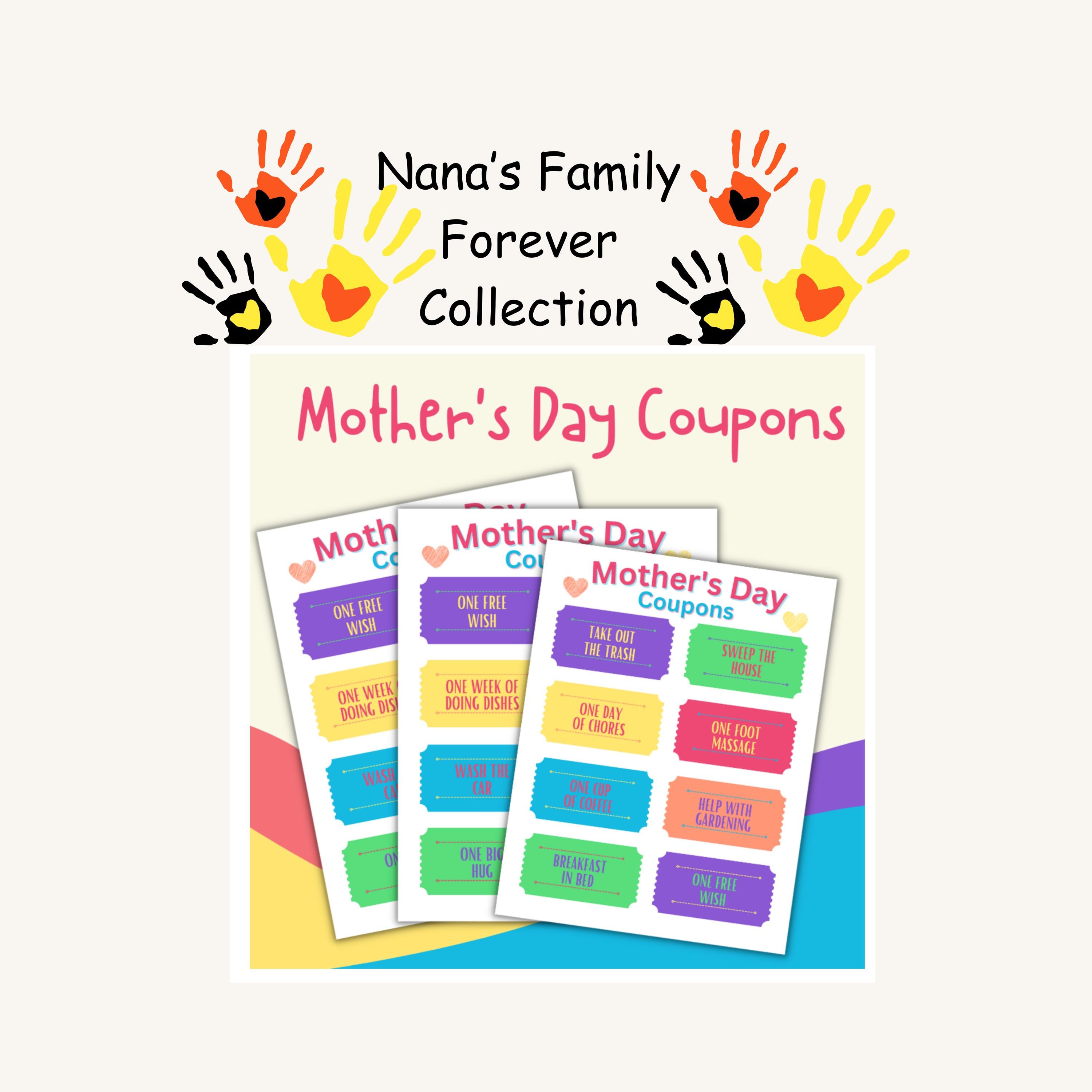 Mothers Day Coupon Book Printable, Fun Gift for Mom from Adult Kids, Last Minute Mothers Day Gift, Editable PDF, Digital Download