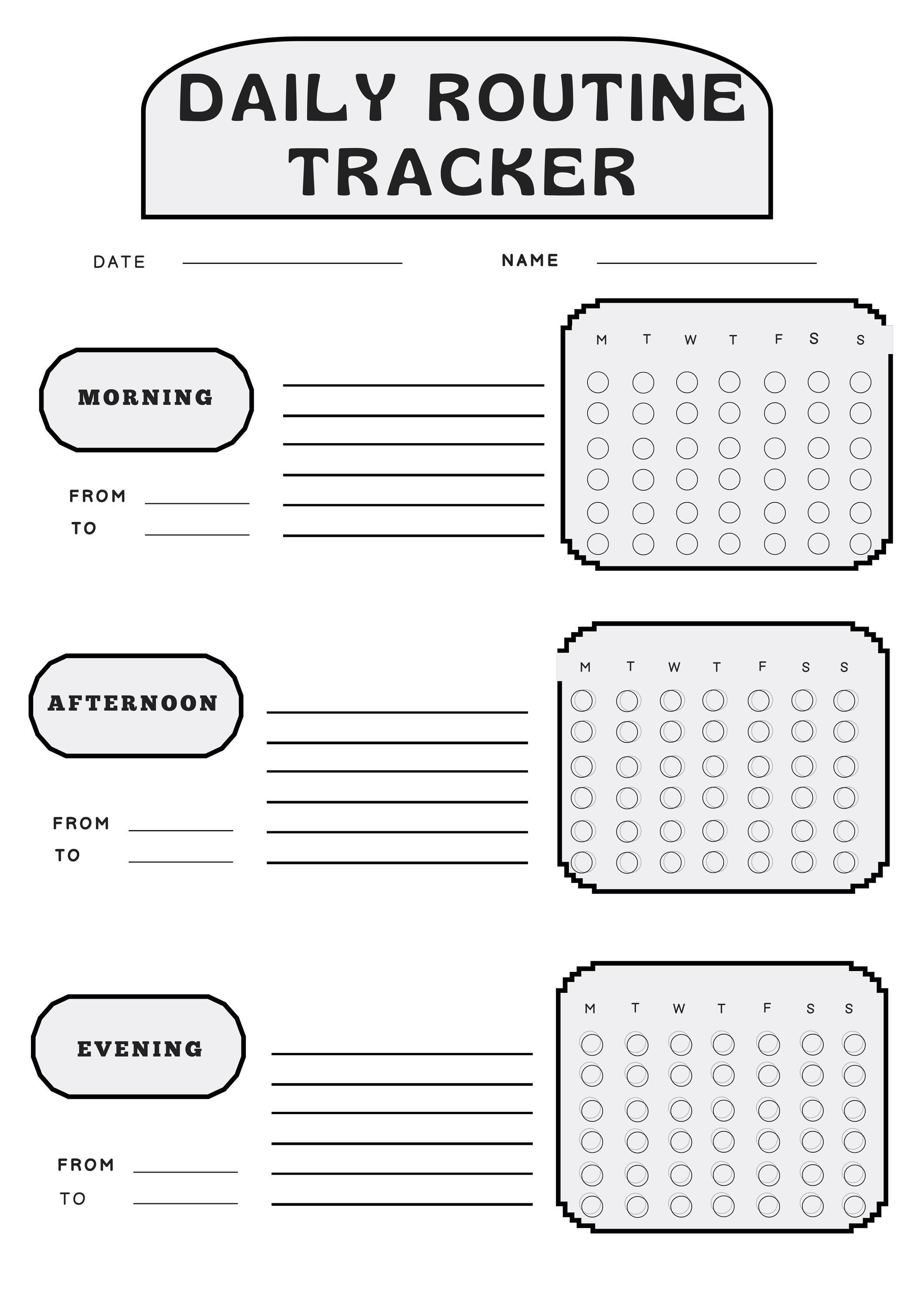 Daily Routine Tracker Printable, Morning Noon Night Planner, One Page Schedule for Kids & Adults, ADHD Routine Chart PDF