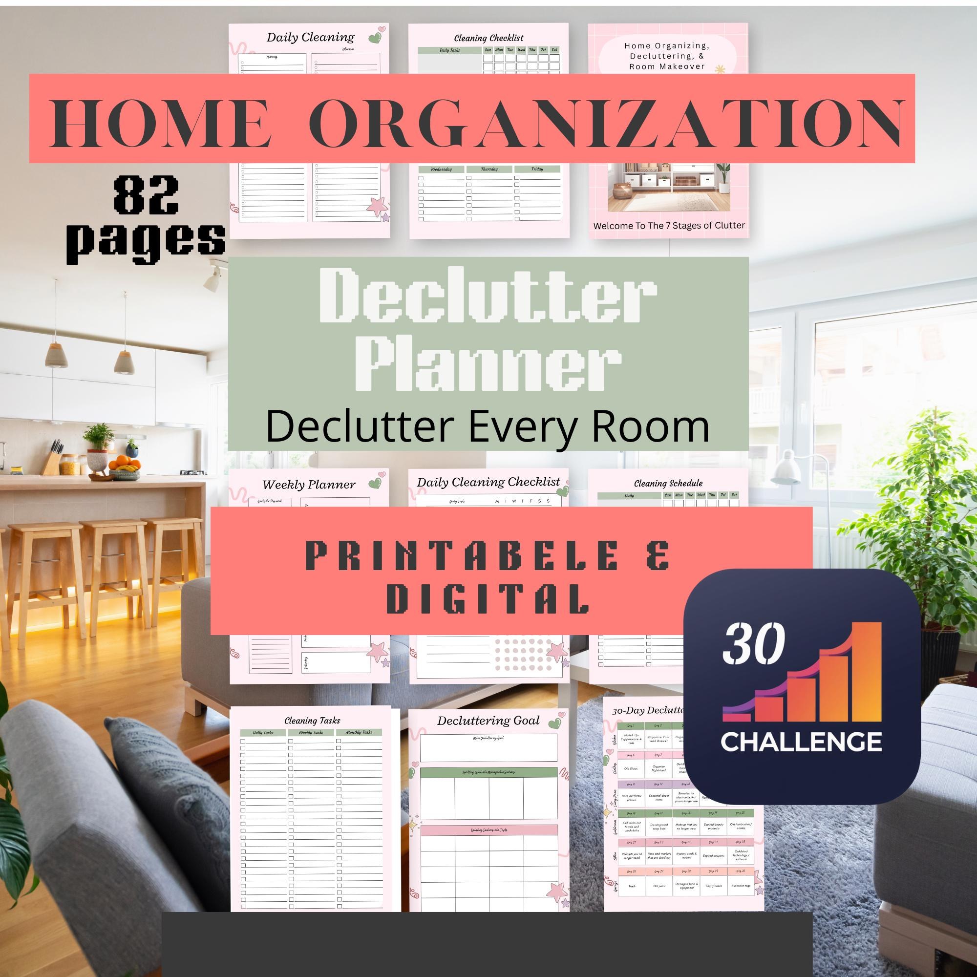 Declutter Planner Printable, Home Organization Binder, Cleaning Schedule Checklist, ADHD Home Reset, Digital Download PDF