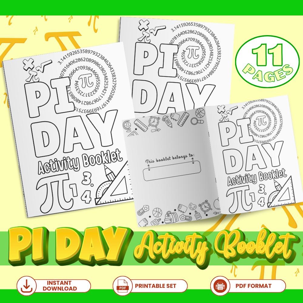 Pi Day Math Activity Booklet Printable, Grades 4-7 Pi Day Worksheets, March 14 Classroom Math Pack, Teacher PDF Digital Download
