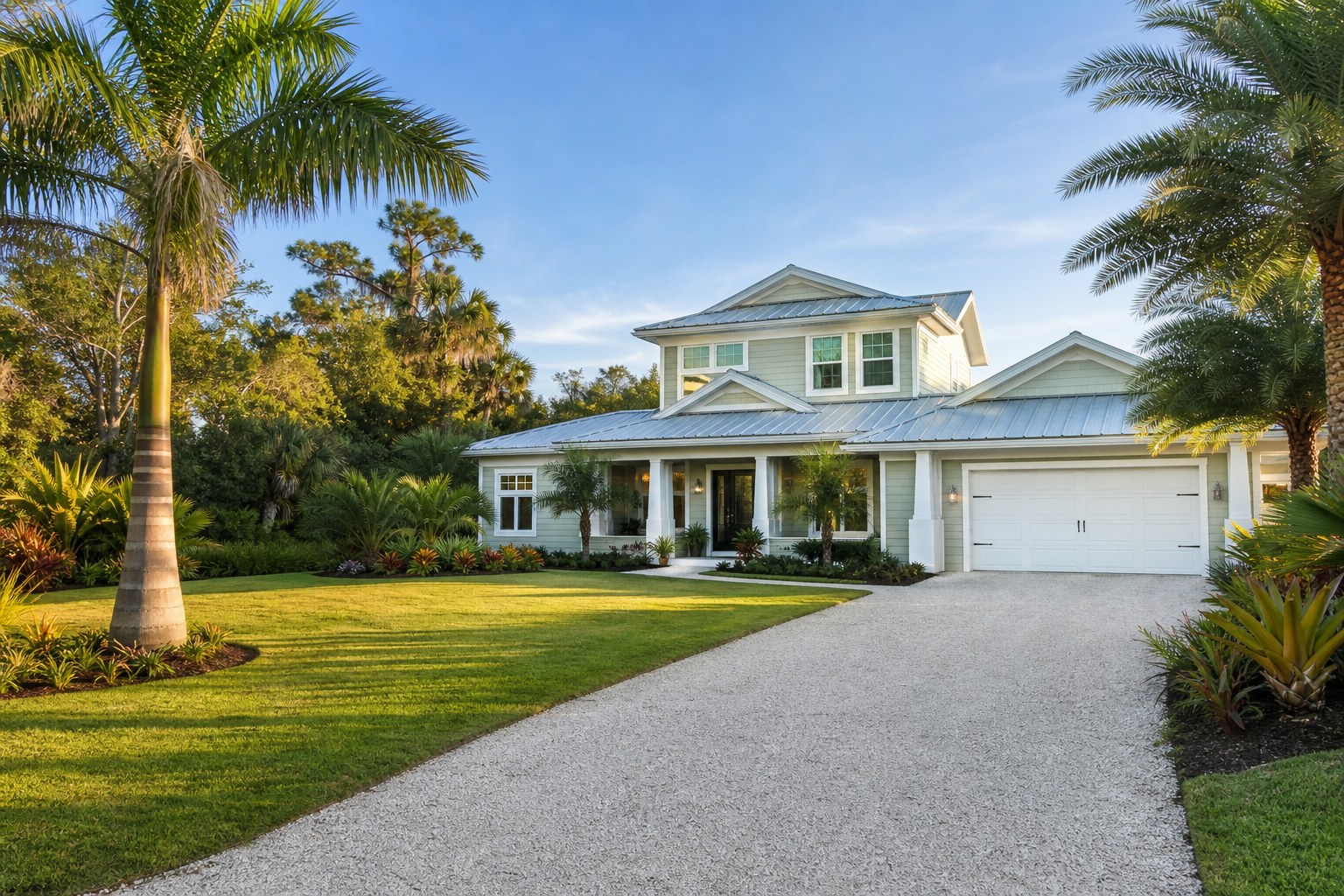 Florida home and palm landscape