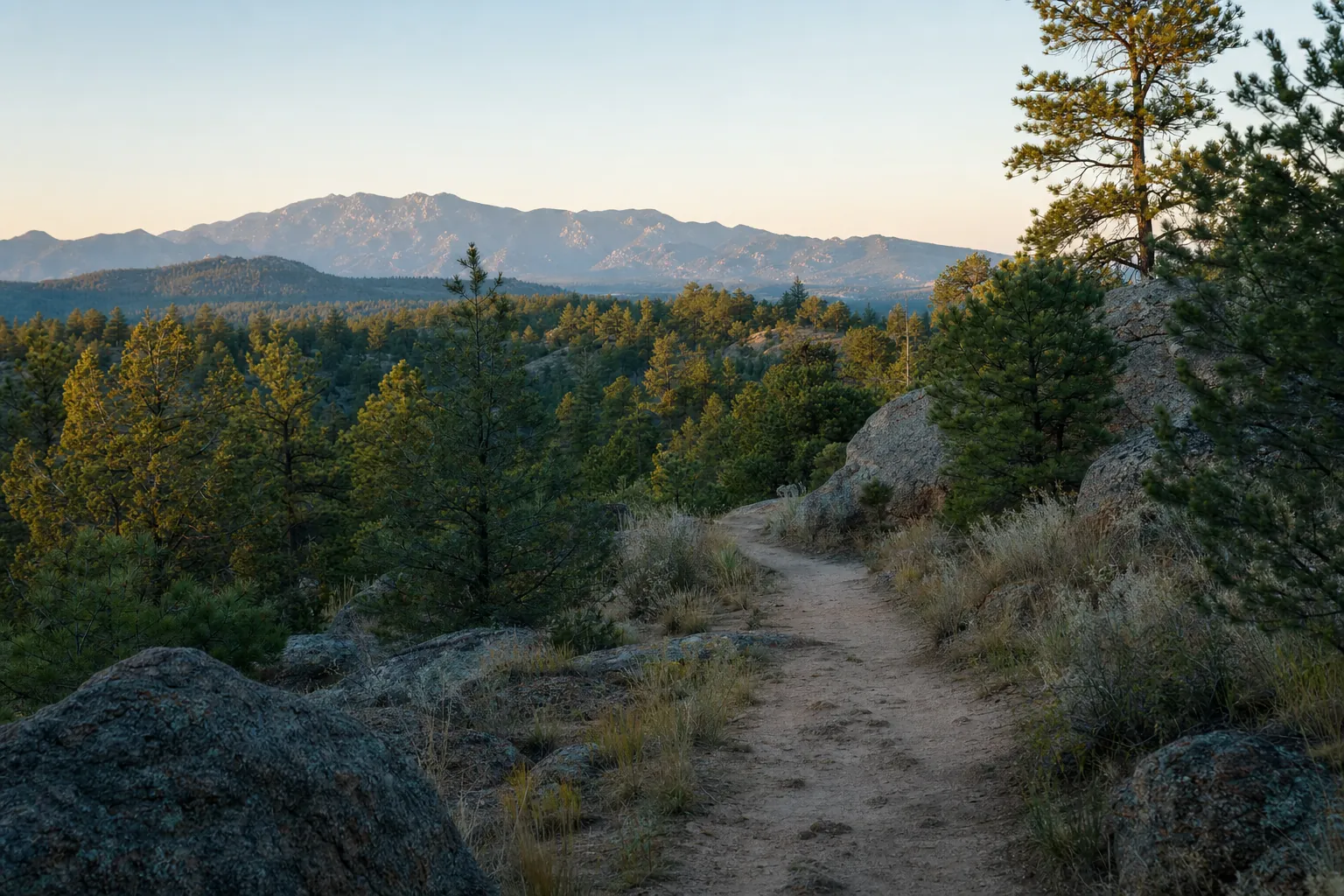 Prescott high desert trail through pines and granite