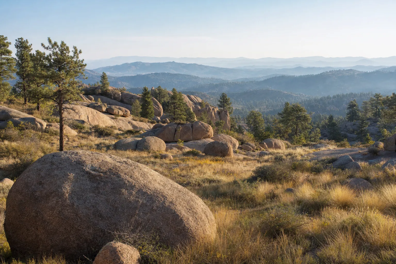 Granite boulders and ponderosa pines in the Prescott high desert