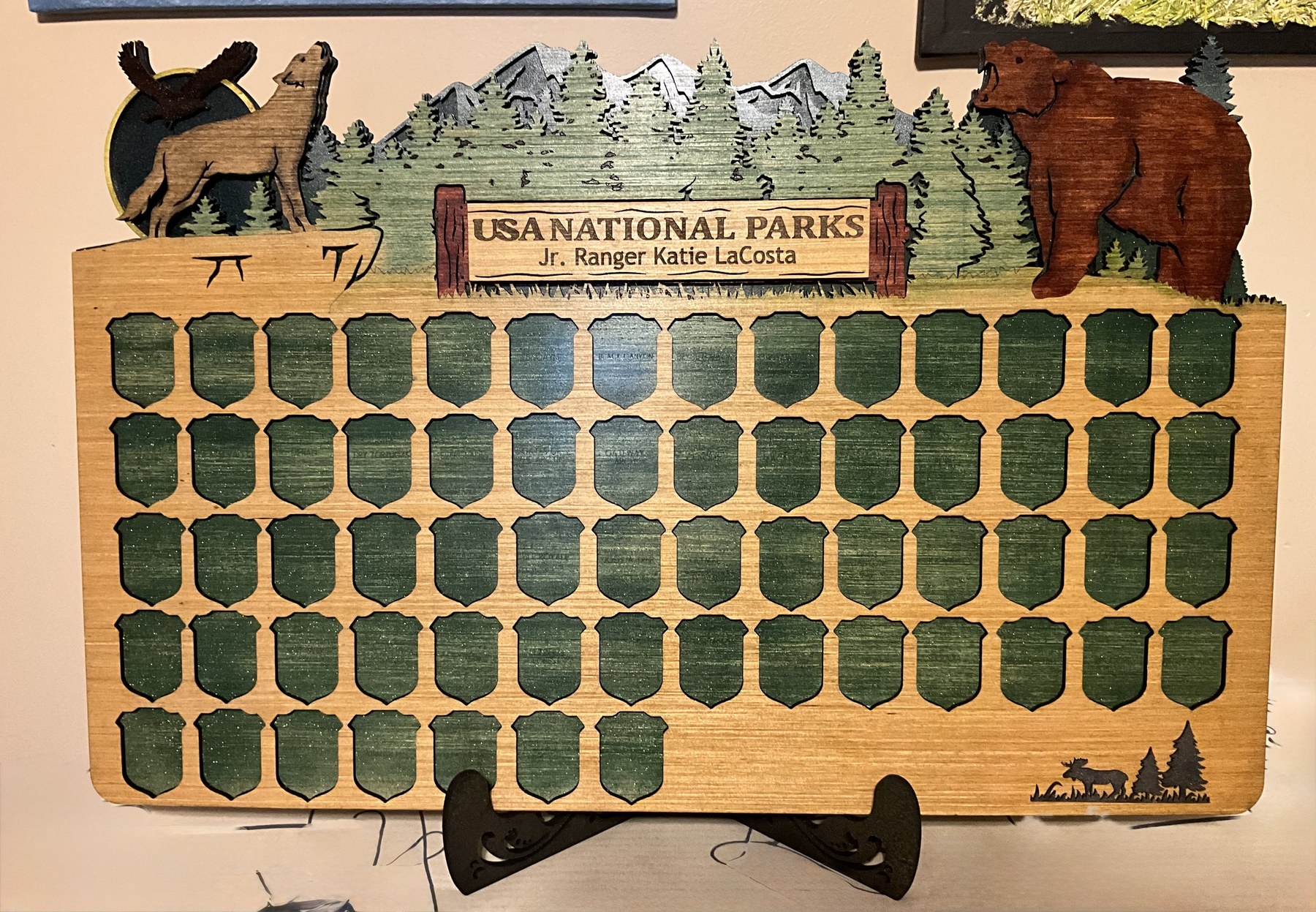 Custom wooden national parks junior ranger tracker