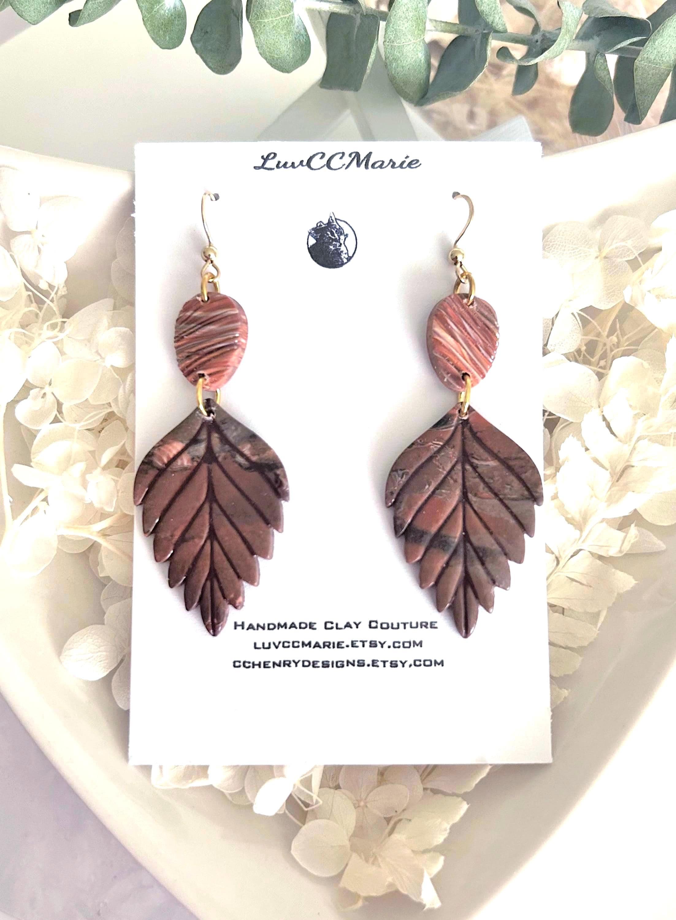 Leaf, Pumpkin, Mushrooms clay jewelry