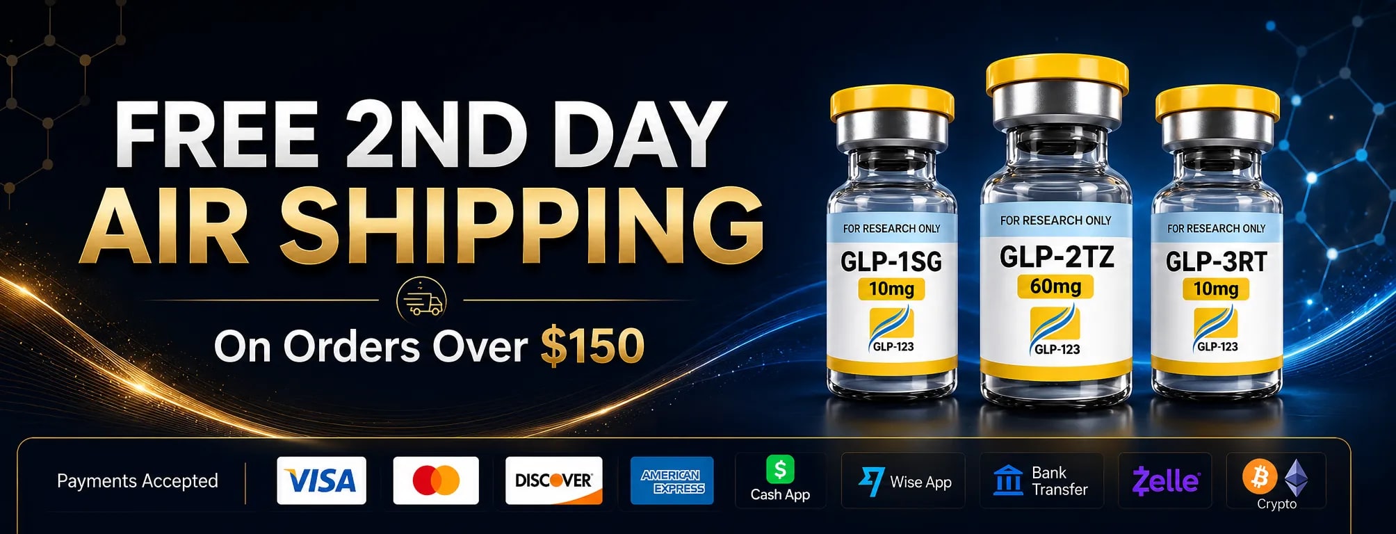 Free second-day air shipping on orders over $150 and accepted payment methods