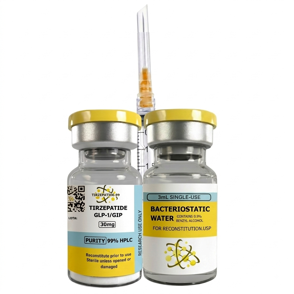 GLP-2Tz 30mg research peptide via bacteriostatic water and sterile syringe
