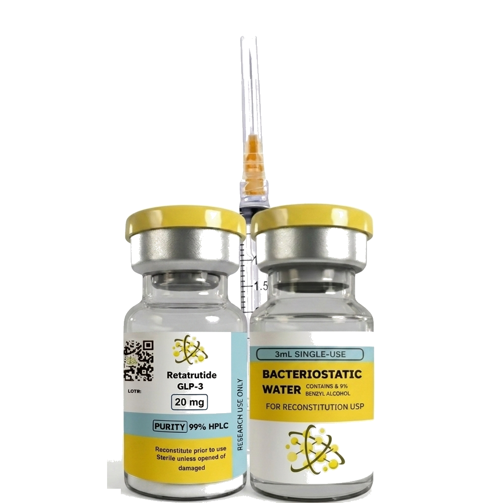 GLP-3R 20mg GLP-3R Triple Agonist peptide via bacteriostatic water and sterile syringe
