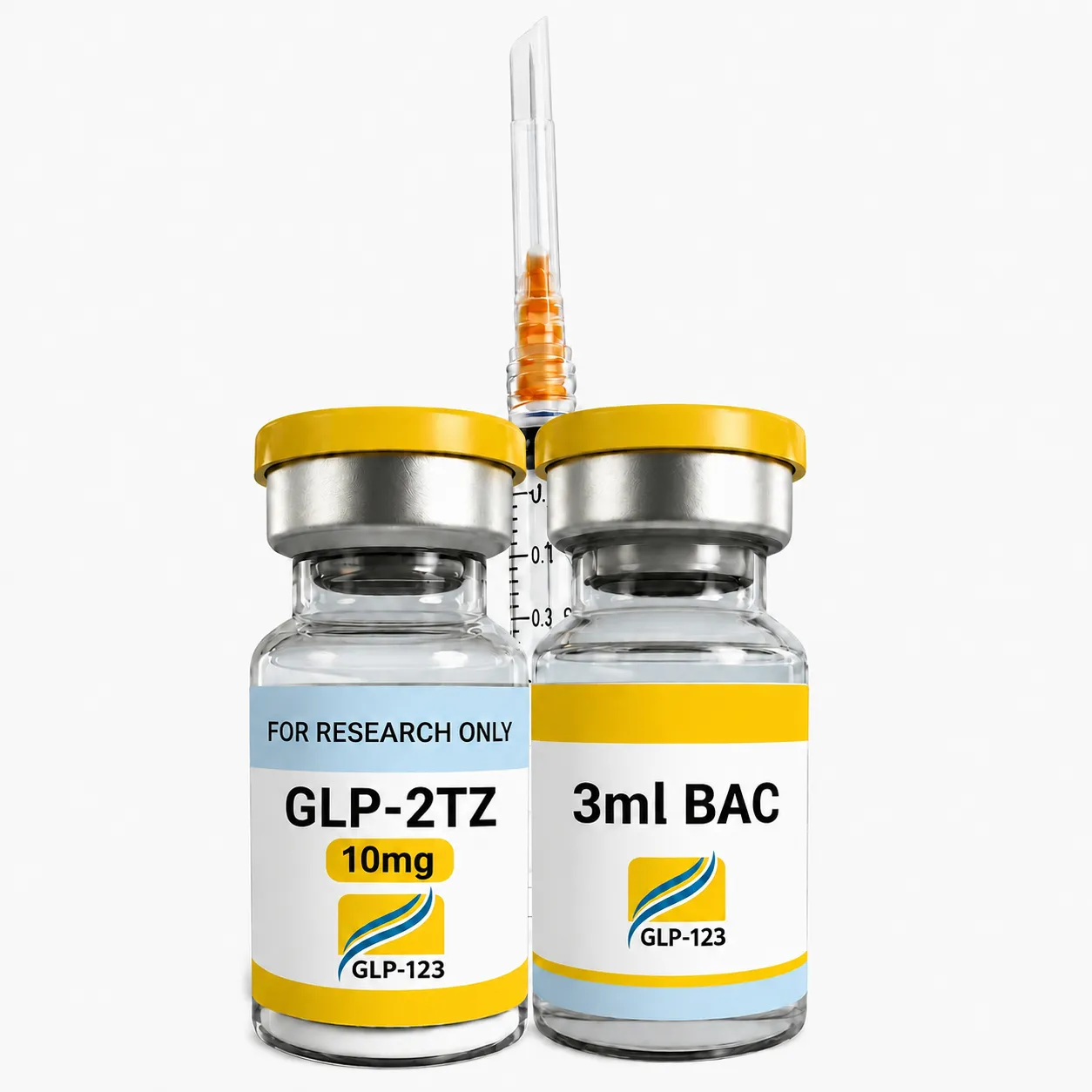 GLP-2TZ research vial shown in its labeled laboratory packaging