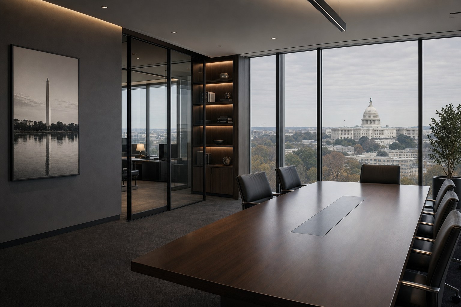 Executive meeting room with a view of the United States Capitol