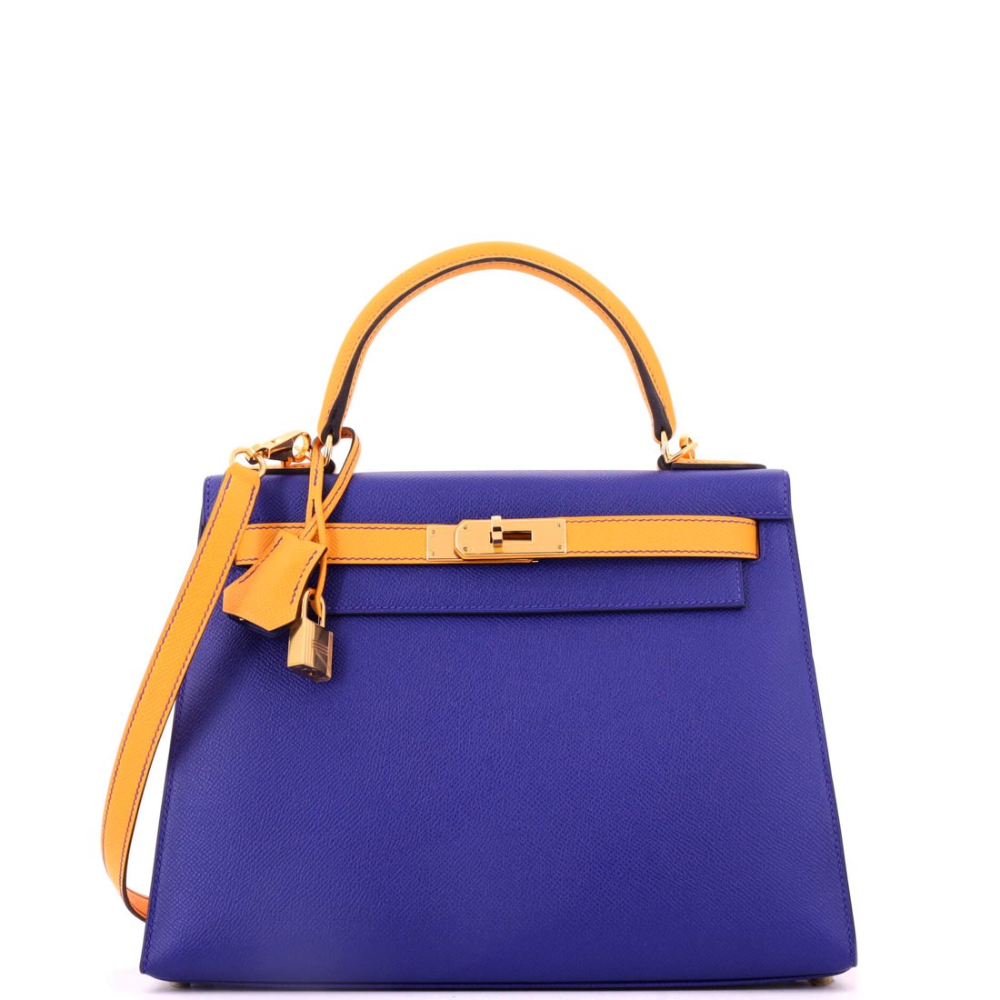 Hermes Kelly Handbag Bicolor Epsom with Gold Hardware 28