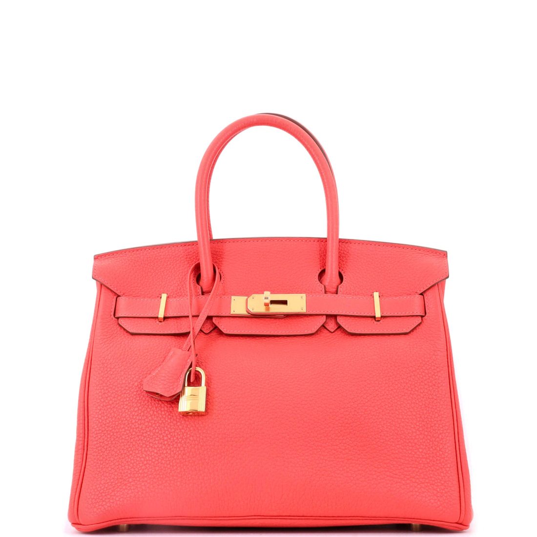 Hermes Birkin Handbag Pink Clemence with Gold Hardware 30