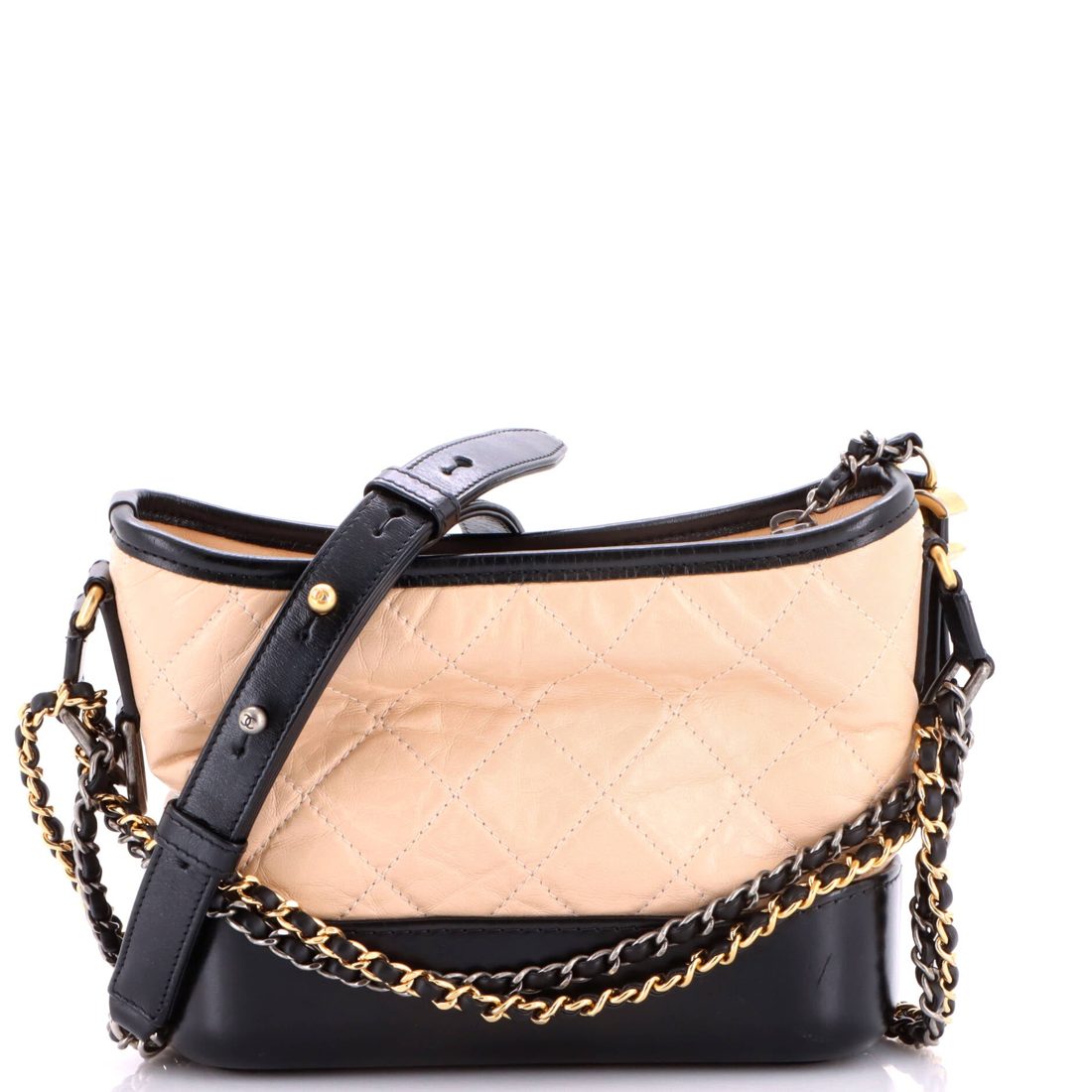 Chanel Bicolor Gabrielle Hobo Quilted Aged Calfskin Small