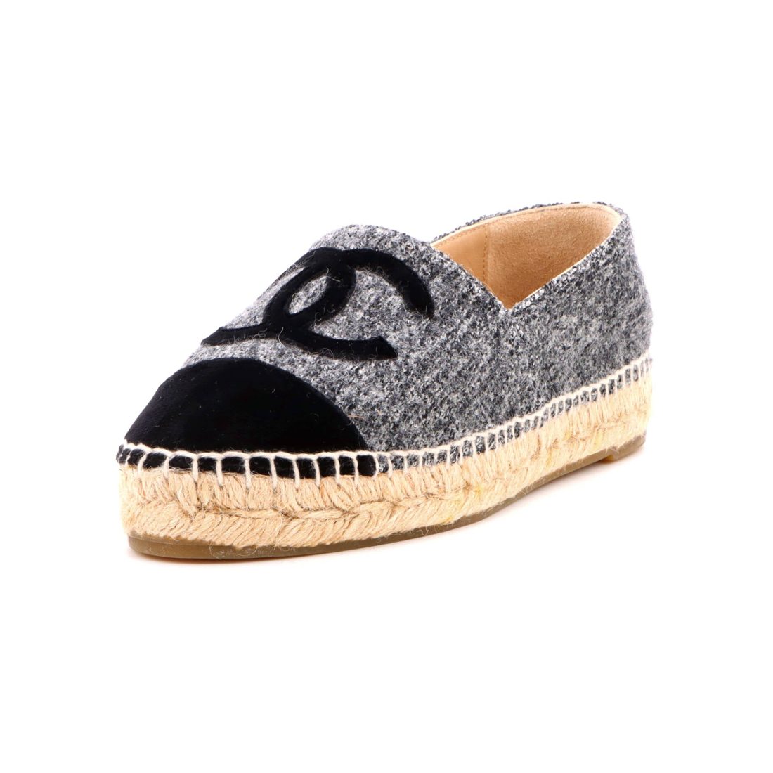 Chanel Women's CC Cap Toe Espadrilles Wool 