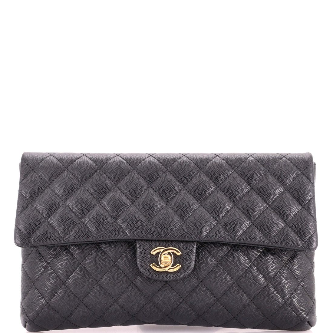 Chanel Classic Flap Clutch Quilted Caviar 