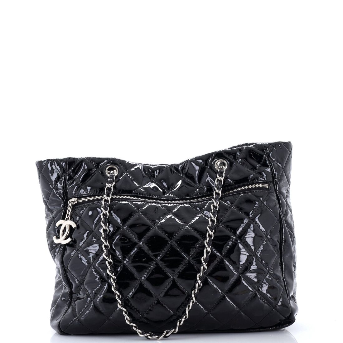Chanel CC Charm Tote Quilted Patent Vinyl Large