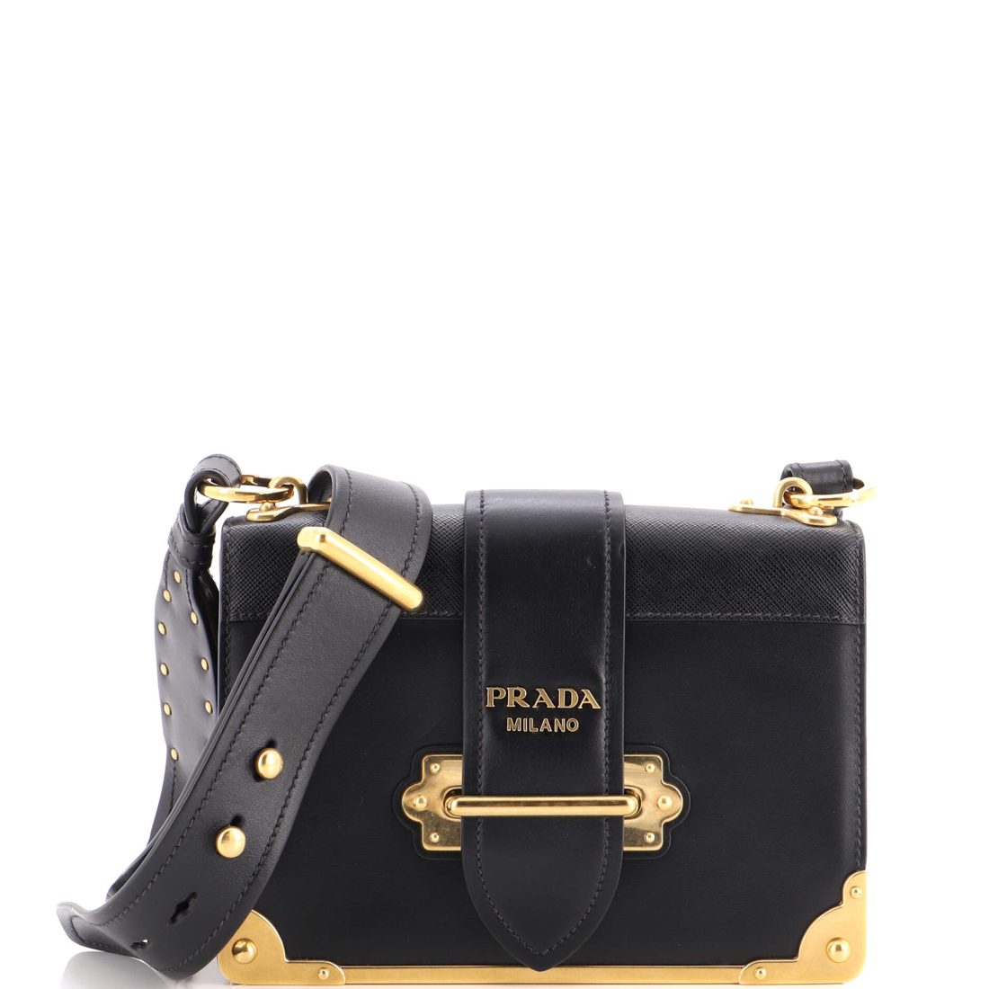 Prada Cahier Crossbody Bag Leather and Saffiano Leather Small