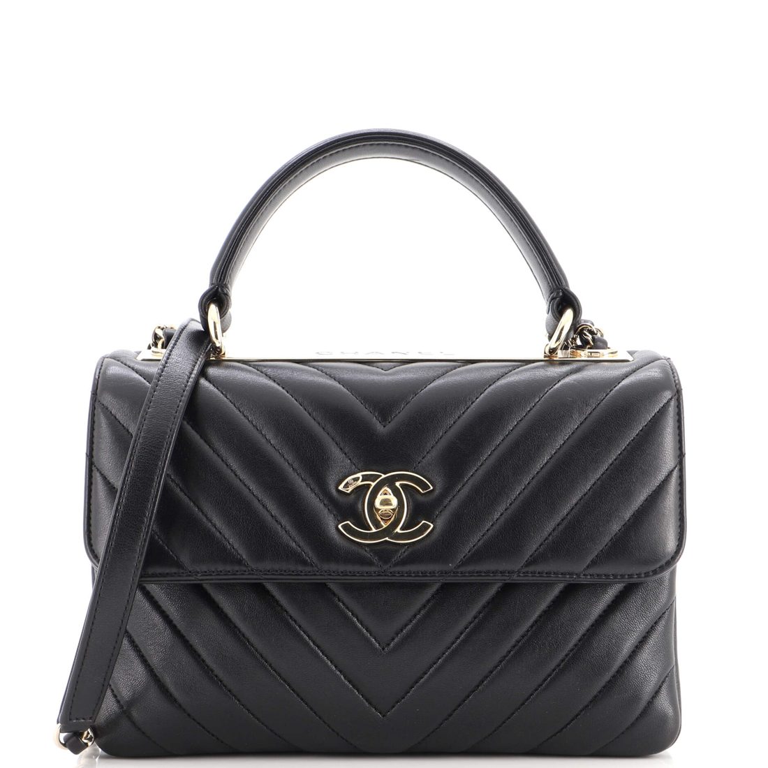 Chanel Trendy CC Top Handle Bag Chevron Lambskin Small