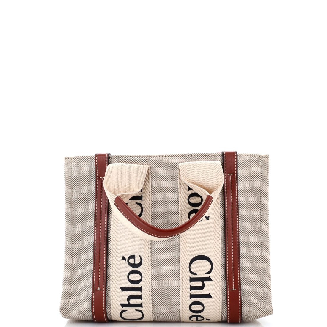 Chloe Woody Tote Canvas with Leather Small