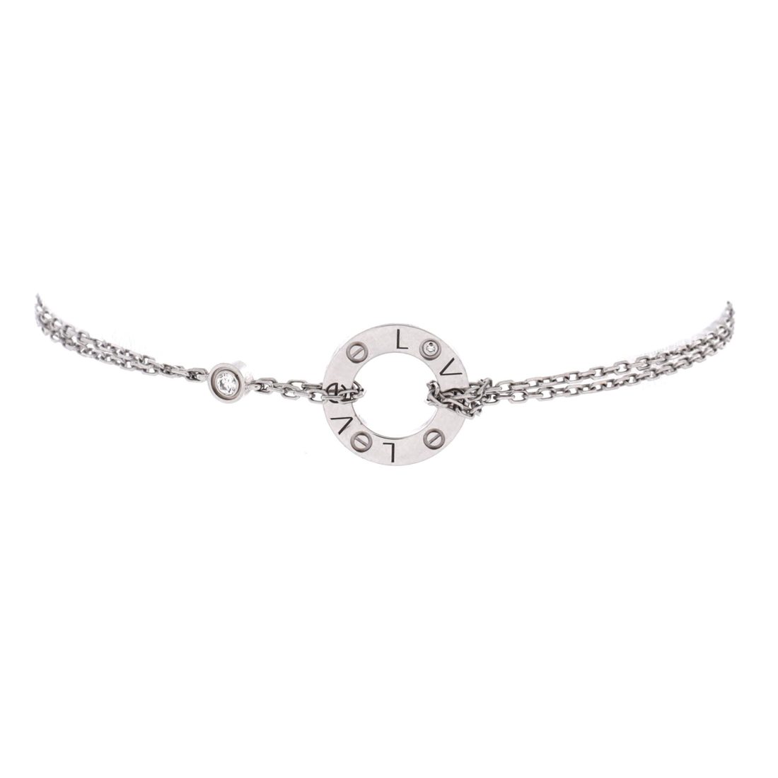 Cartier 2 Diamonds Love Bracelet 18K White Gold with Diamonds 