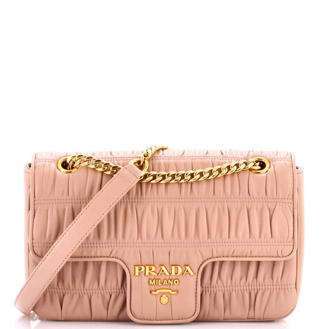 Prada Chain Flap Shoulder Bag Nappa Gaufre Medium