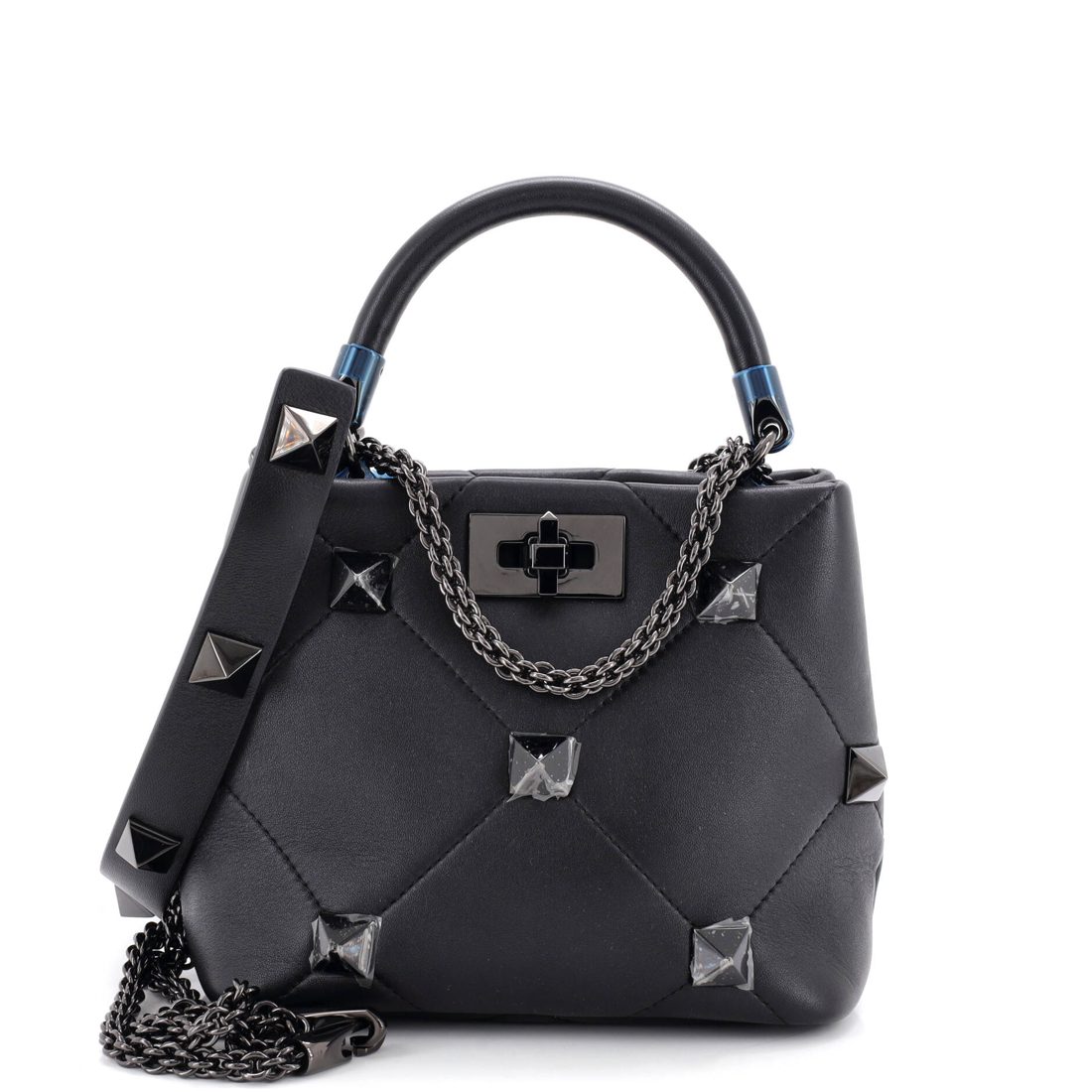 Valentino Garavani Roman Stud Top Handle Bag Quilted Leather Small