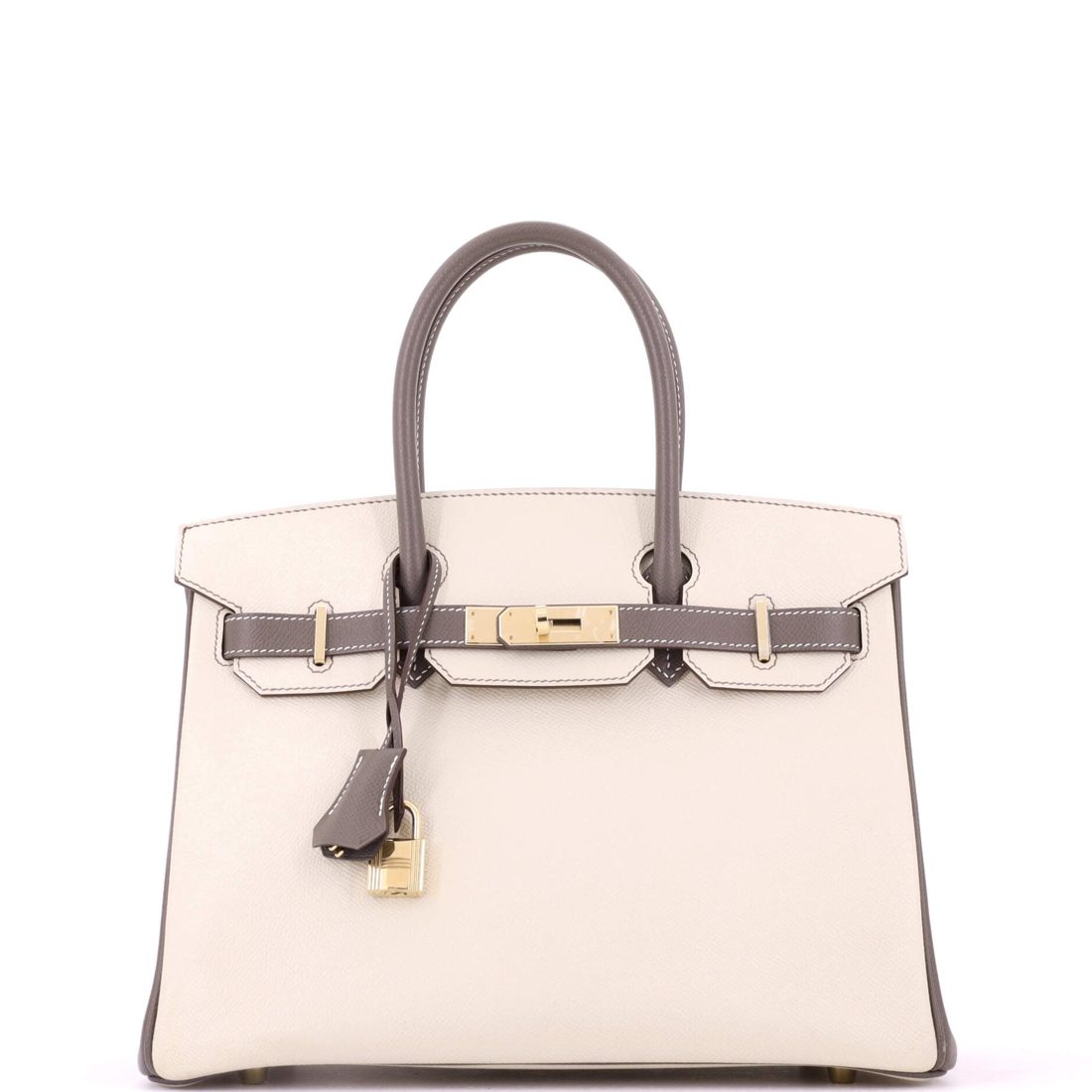 Hermes Birkin Handbag Bicolor Epsom with Gold Hardware 30