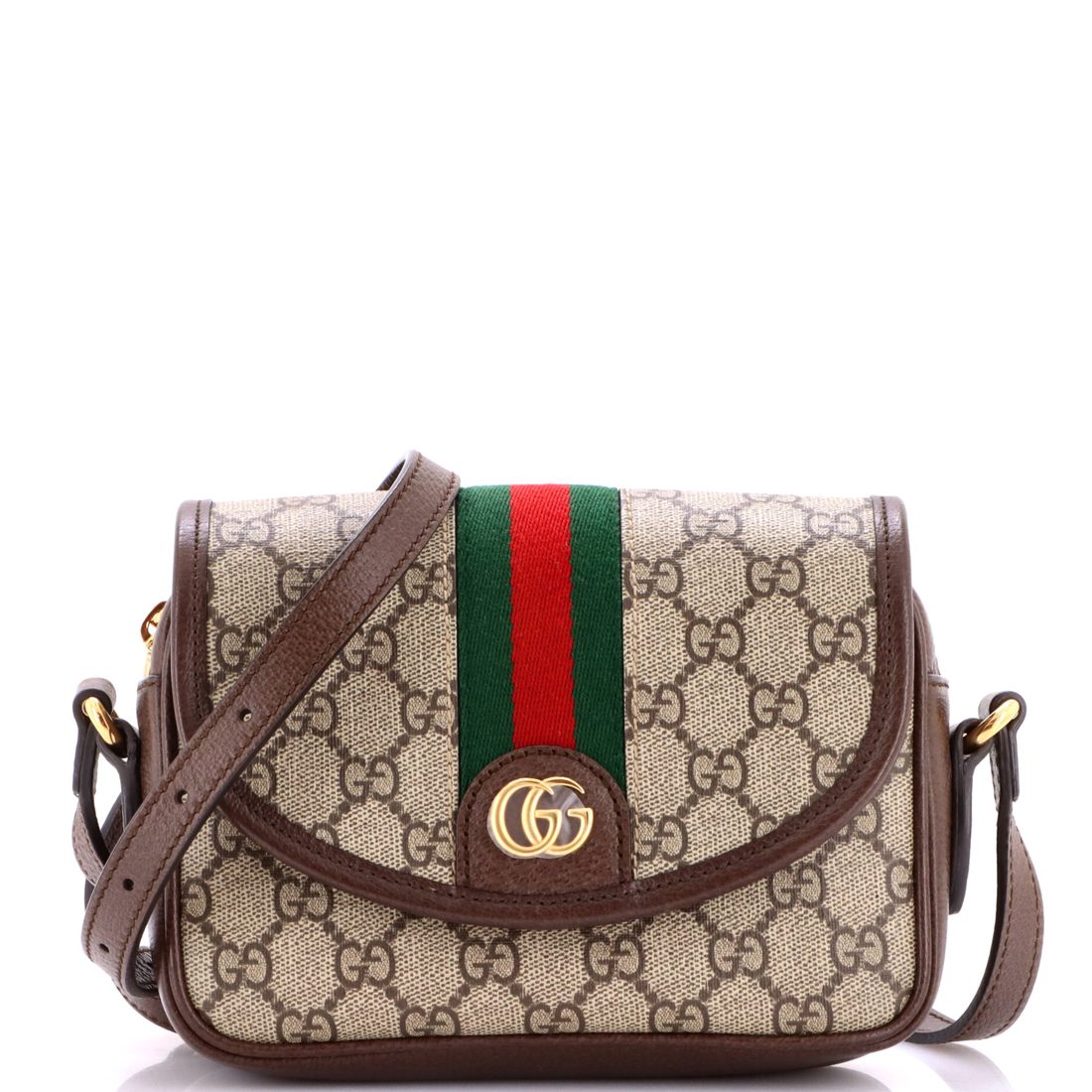Gucci Ophidia Flap Shoulder Bag GG Coated Canvas Mini