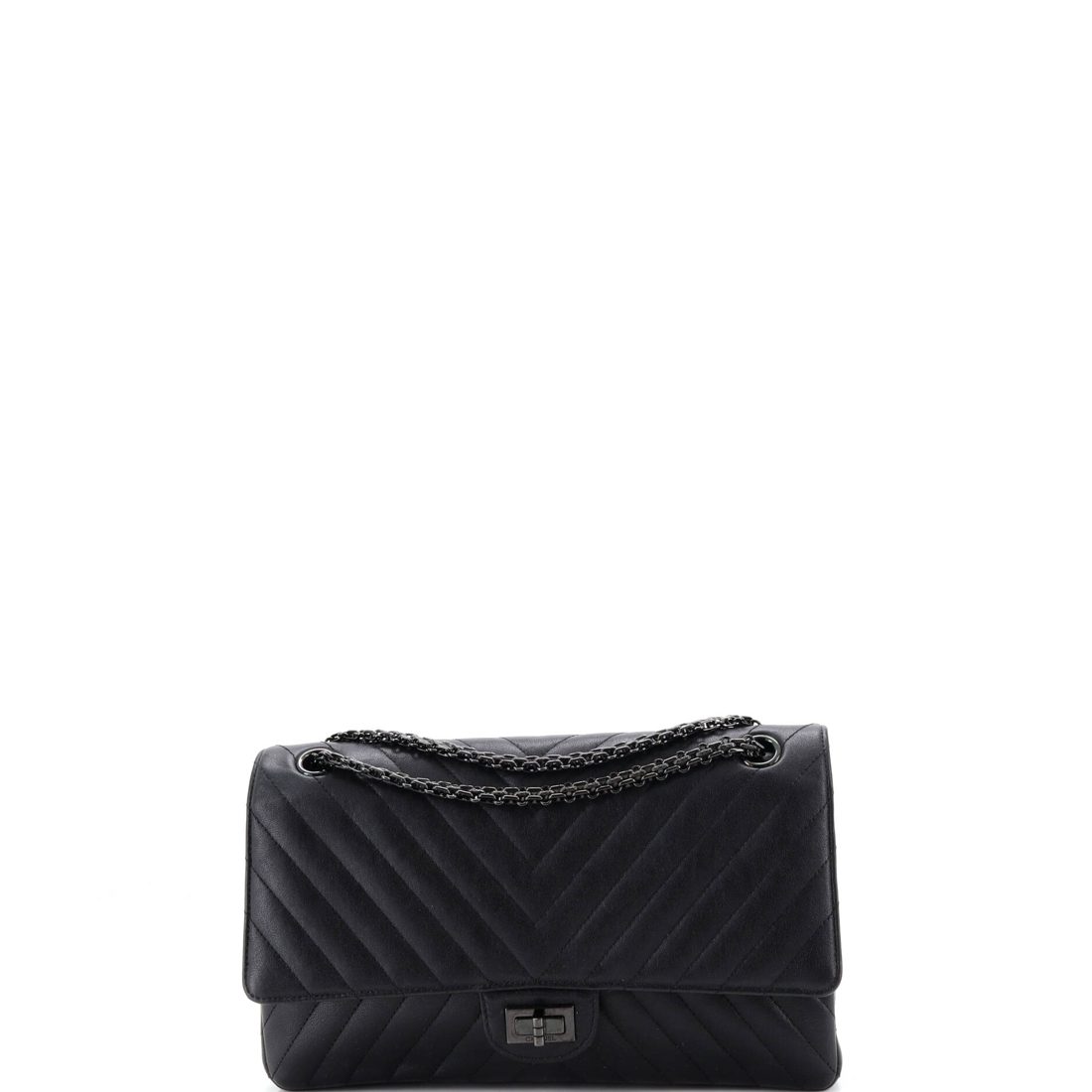 Chanel So Black Reissue 2.55 Flap Bag Chevron Sheepskin 227