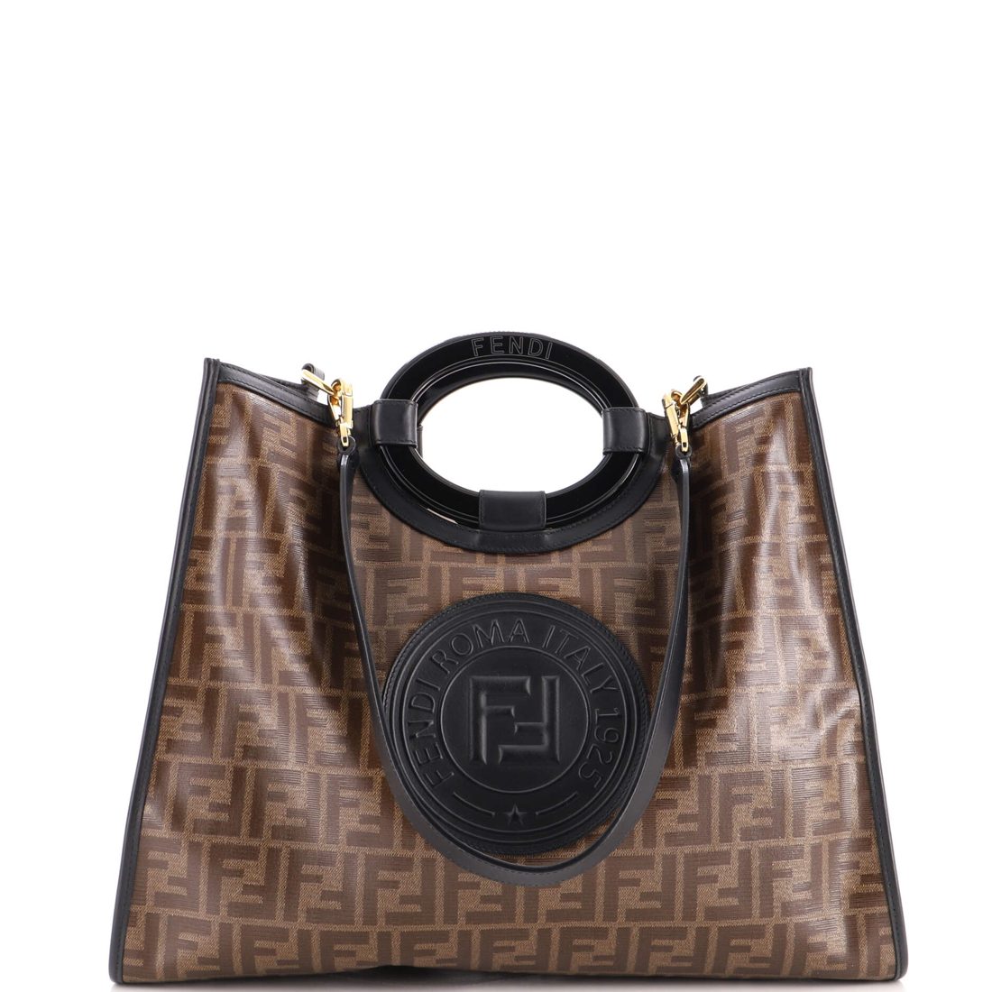Fendi Runaway Shopper Tote Zucca Coated Canvas Medium