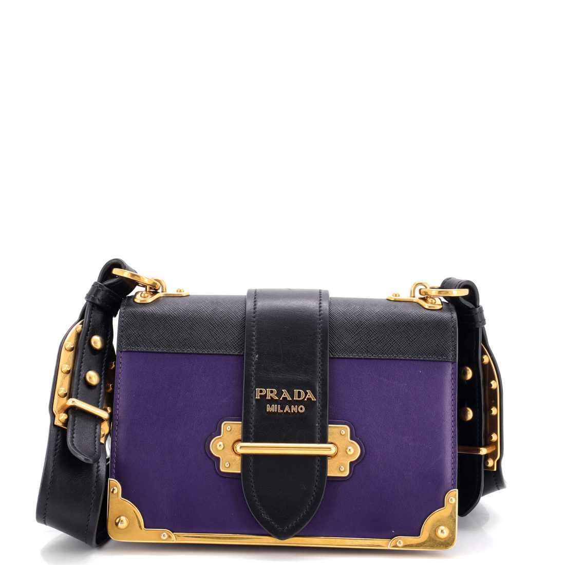 Prada Cahier Crossbody Bag Leather and Saffiano Leather Small