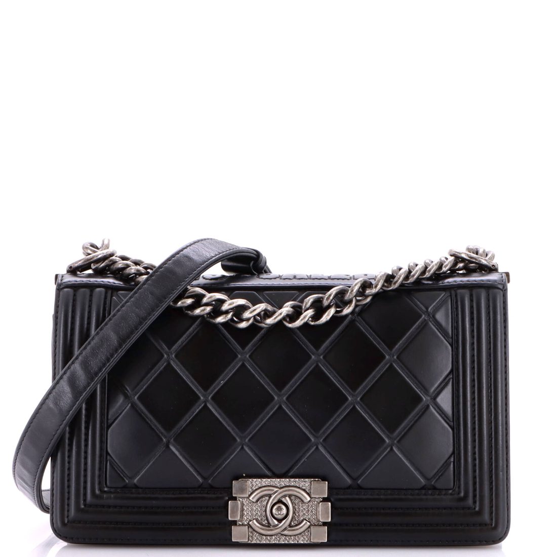 Chanel Paris-Salzburg Boy Flap Bag Embossed Calfskin Old Medium