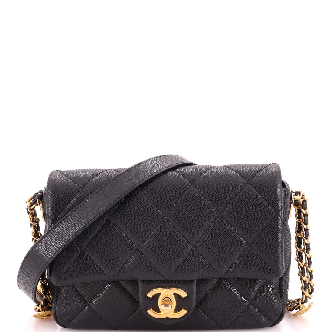 Chanel Twist Your Buttons Flap Bag Quilted Caviar Small