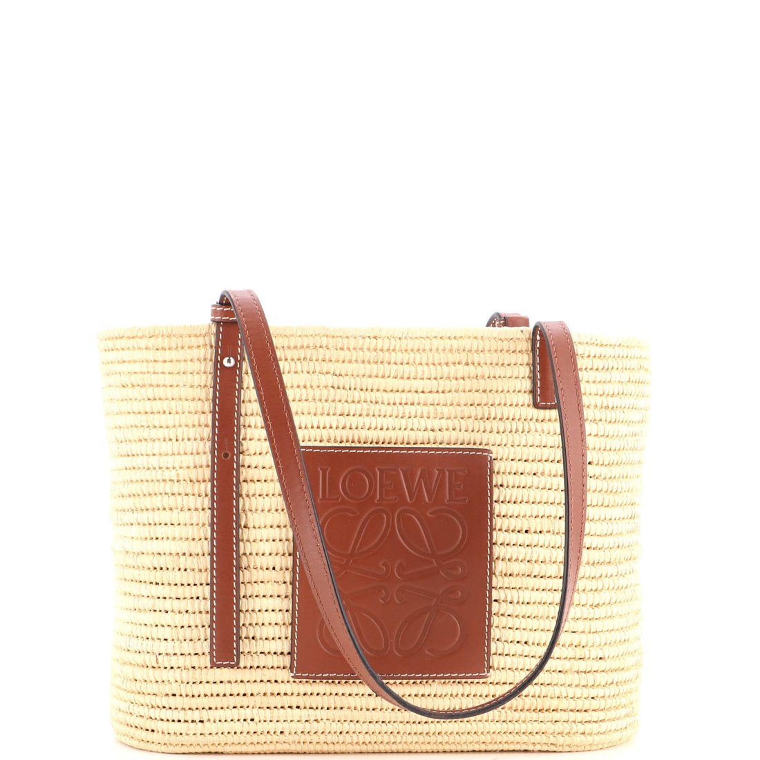 Loewe Square Basket Tote Woven Raffia Small