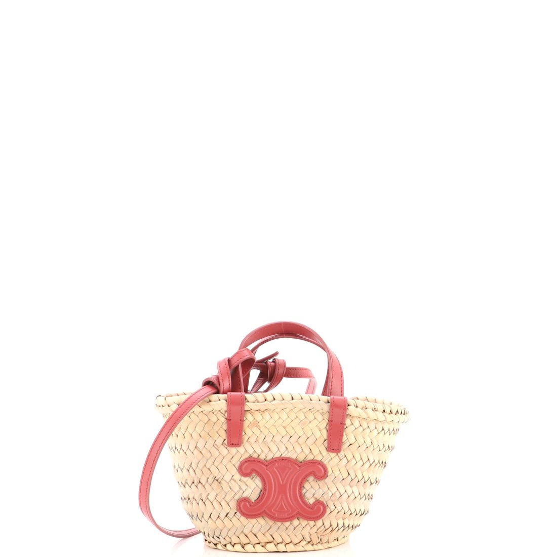 Celine Triomphe Basket Shoulder Bag Raffia with Leather Nano