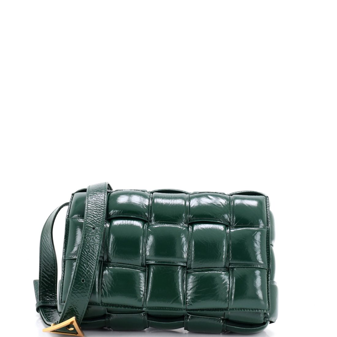 Bottega Veneta Cassette Crossbody Bag Padded Maxi Intrecciato Patent 