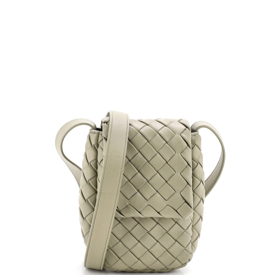 Bottega Veneta Vertical Cobble Flap Shoulder Bag Padded Intrecciato Leather Mini
