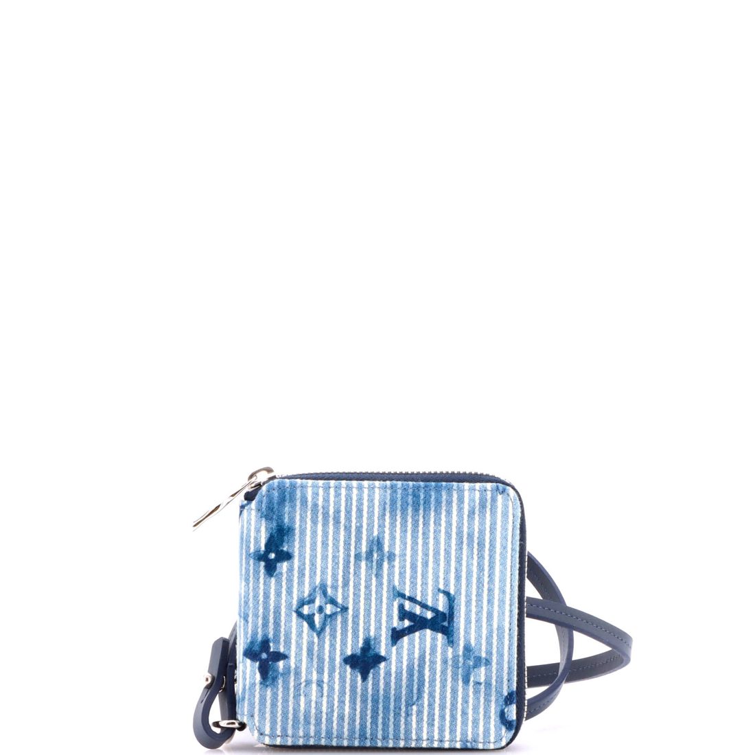 Louis Vuitton Compact Zipped Wallet Limited Edition Monogram Watercolor Stripes Denim 