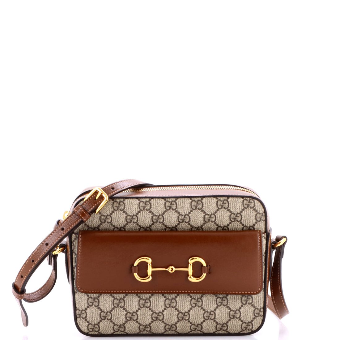 Gucci Horsebit 1955 Flap Pocket Camera Bag GG Coated Canvas and Leather Small