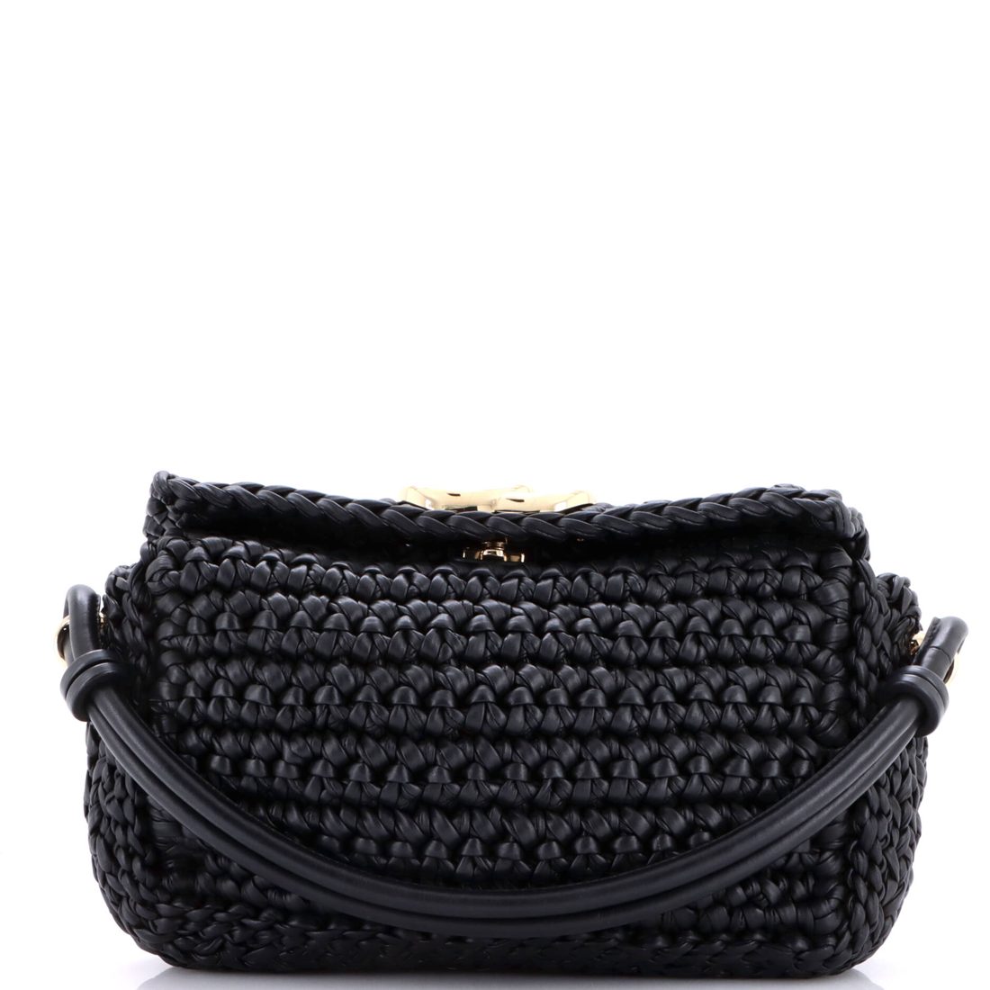 Gucci Double G Top Handle Bag Crochet Leather Small