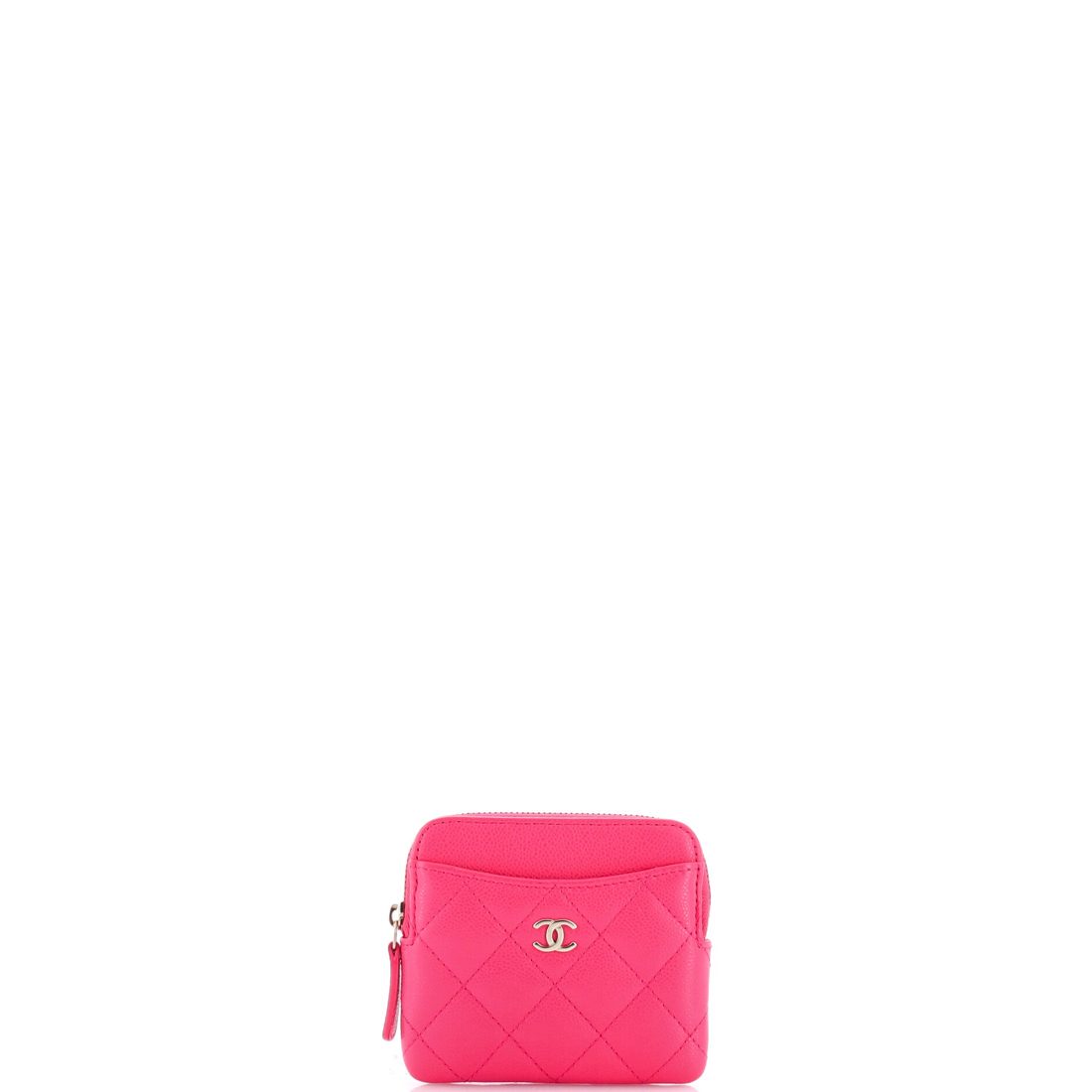 Chanel Square Zip Around Card Holder Wallet Quilted Caviar 