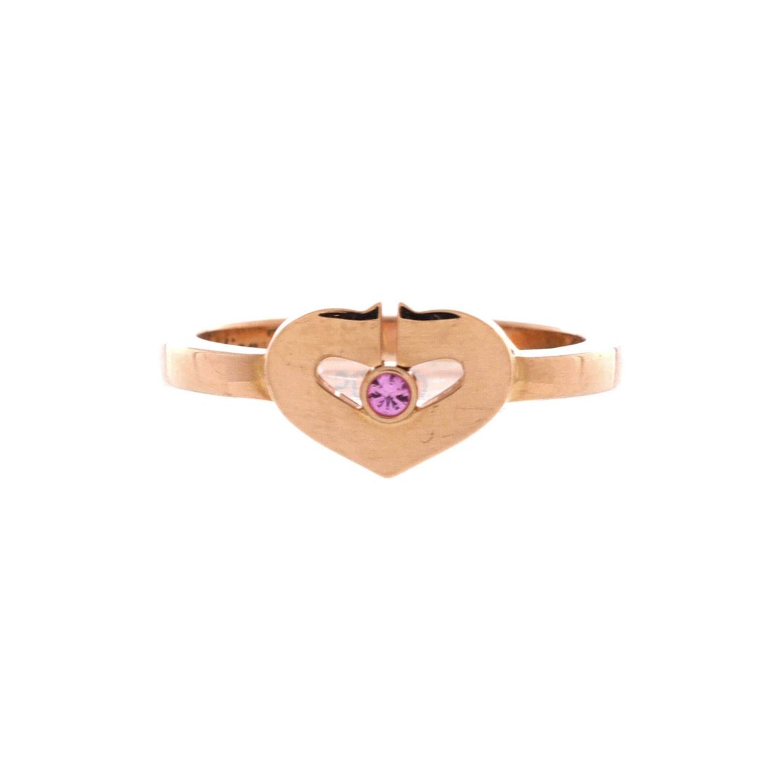 Cartier Hearts and Symbols C Heart Ring 18K Rose Gold with Pink Sapphire 