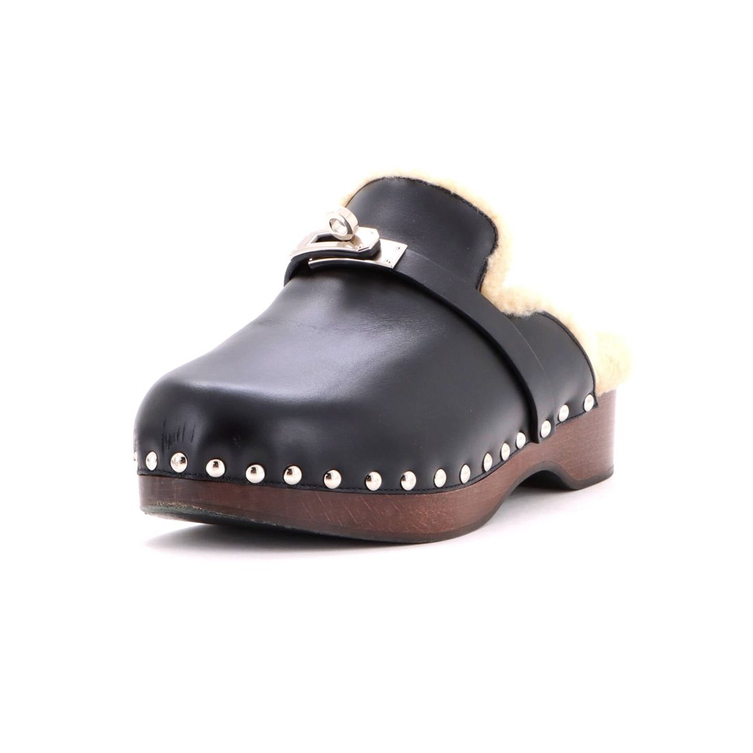 Hermes Women's Carlotta Mules Leather with Shearling 