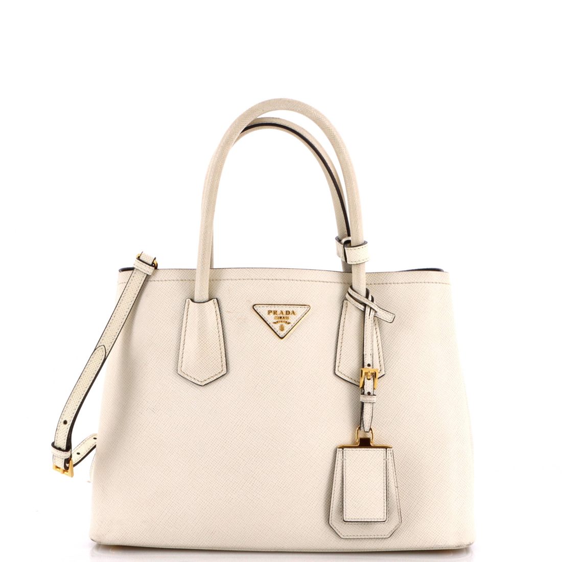 Prada Cuir Double Tote Saffiano Leather Small