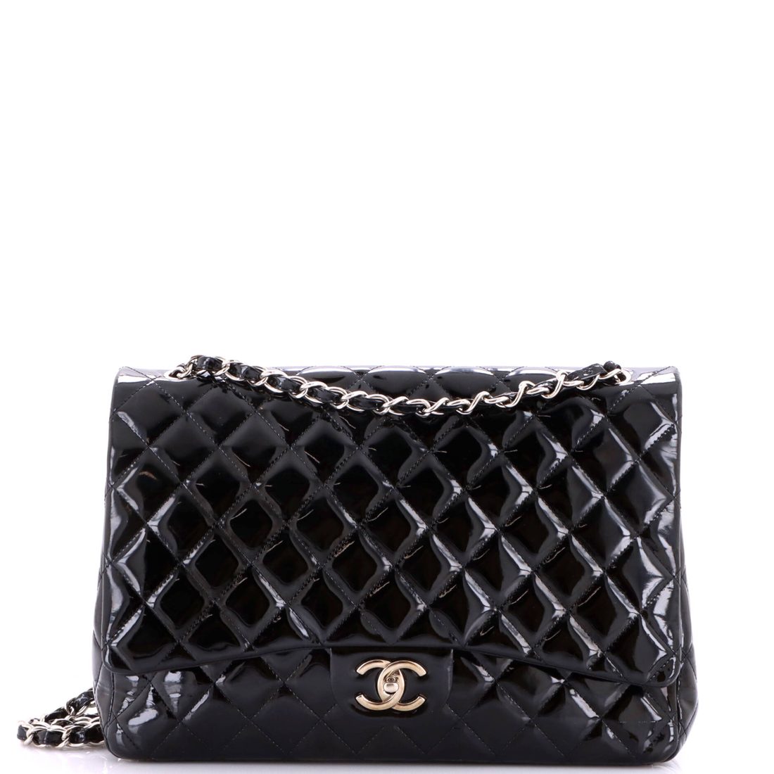 Chanel Classic Double Flap Bag Quilted Patent Maxi