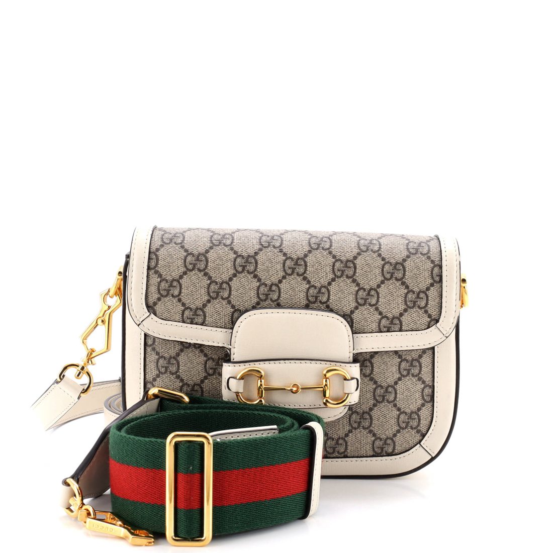 Gucci Horsebit 1955 Shoulder Bag GG Coated Canvas with Leather Mini