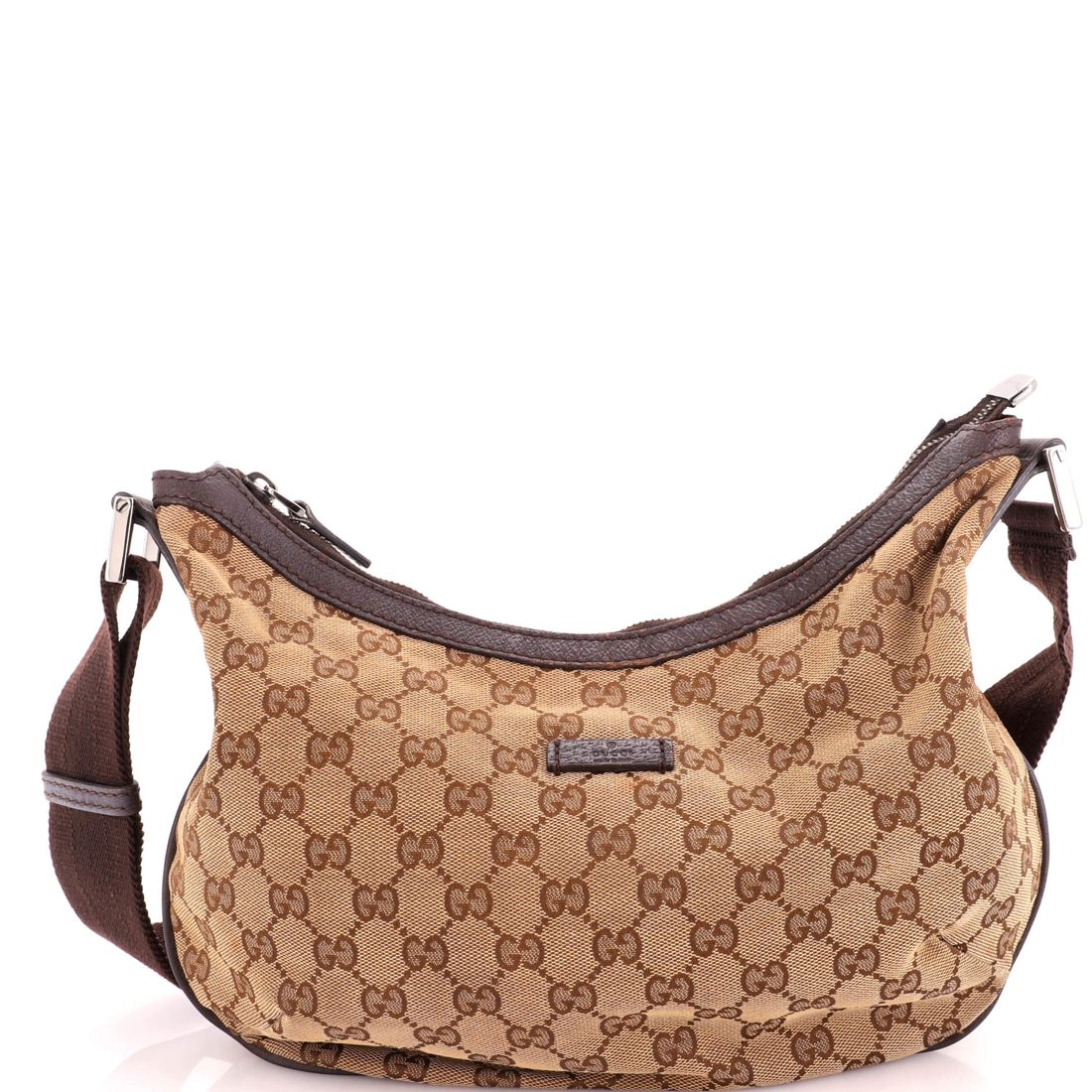 Gucci Saddle Zip Messenger Bag GG Canvas with Leather Medium