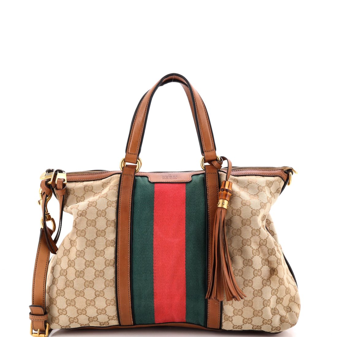 Gucci Rania Convertible Top Handle Bag Web GG Canvas Medium